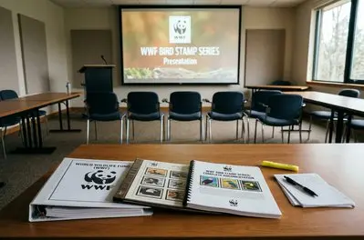 World Wildlife Fund stamp series displays in an album